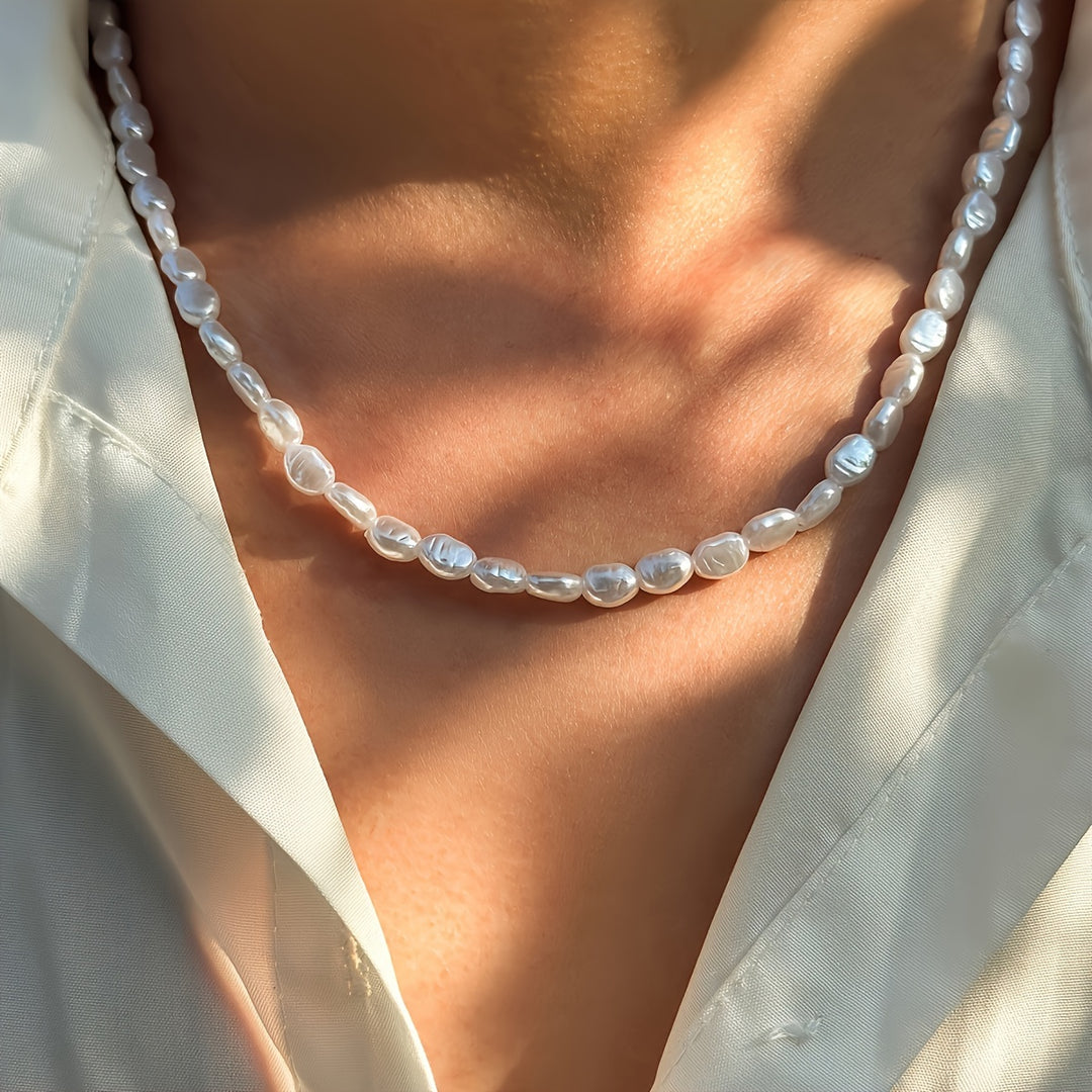 Herren-Halskette | Barockstil | Kunstperlen | Minimalistischer Schmuck