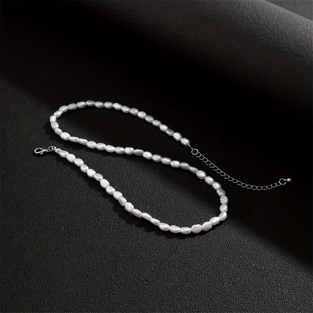 Herren-Halskette | Barockstil | Kunstperlen | Minimalistischer Schmuck