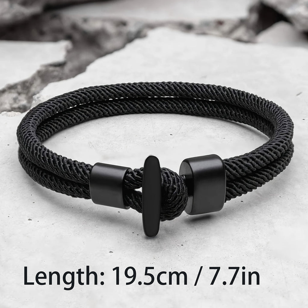 Herrenarmband | Geflochtenes Milanseil | Walfischschwanzschnalle | Boho Nautischer Stil