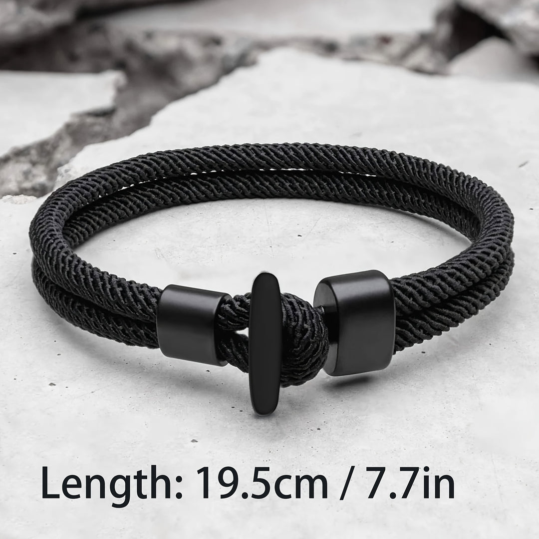 Herrenarmband | Geflochtenes Milanseil | Walfischschwanzschnalle | Boho Nautischer Stil