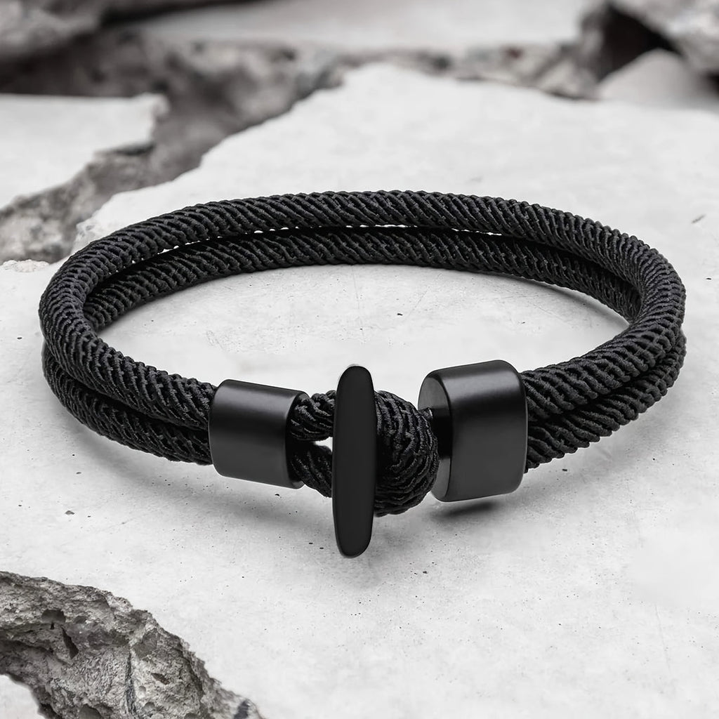 Herrenarmband | Geflochtenes Milanseil | Walfischschwanzschnalle | Boho Nautischer Stil