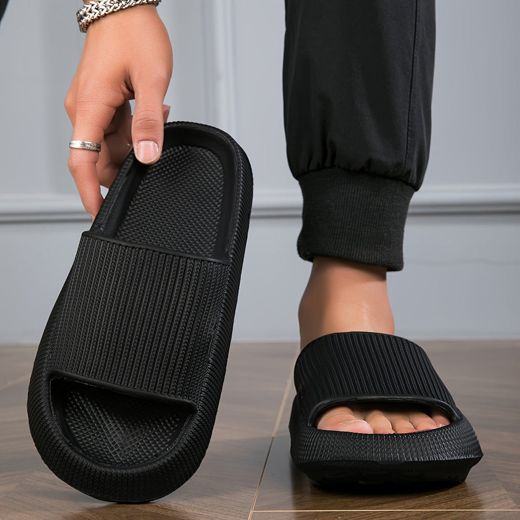 Herren Hausschuhe | Offene Zehe | Leicht & Rutschfest | Schwarz EVA Sport Style