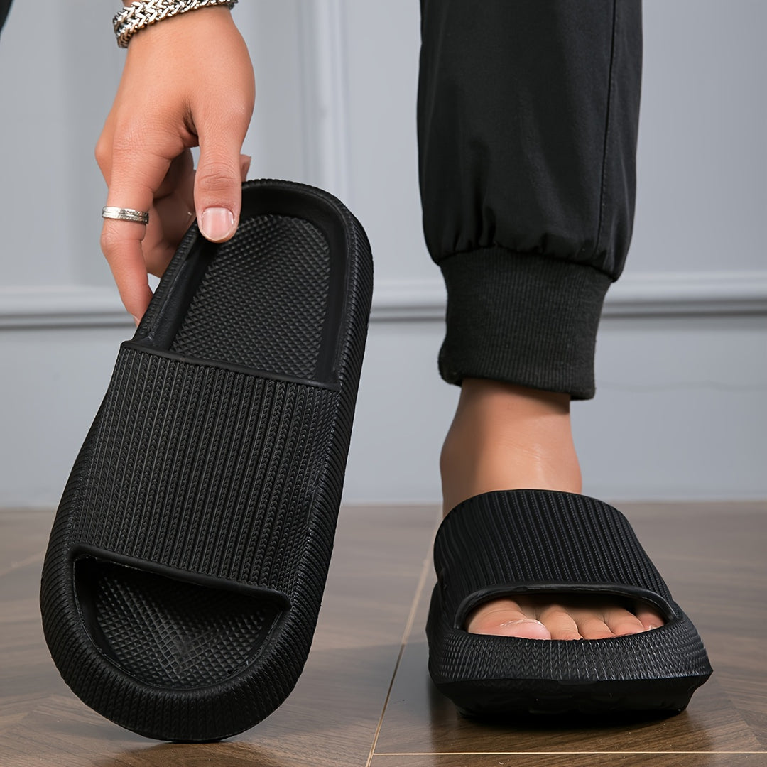Herren Hausschuhe | Offene Zehe | Leicht & Rutschfest | Schwarz EVA Sport Style