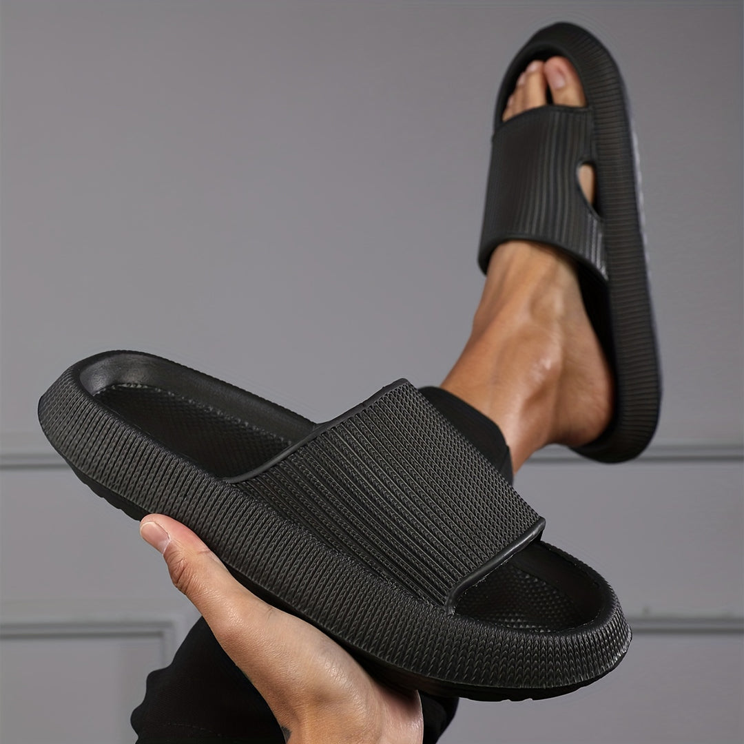 Herren Hausschuhe | Offene Zehe | Leicht & Rutschfest | Schwarz EVA Sport Style