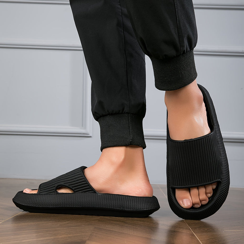Herren Hausschuhe | Offene Zehe | Leicht & Rutschfest | Schwarz EVA Sport Style