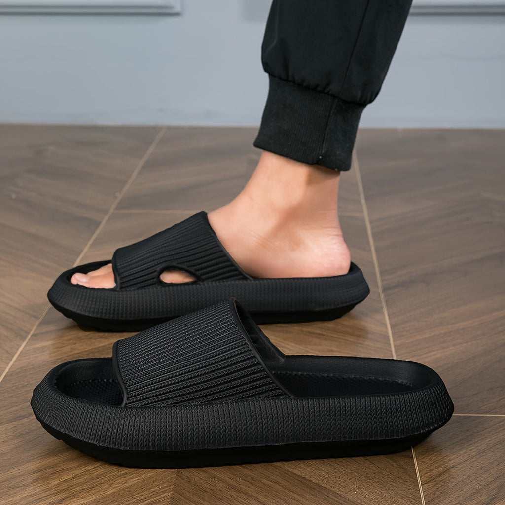 Herren Hausschuhe | Offene Zehe | Leicht & Rutschfest | Schwarz EVA Sport Style