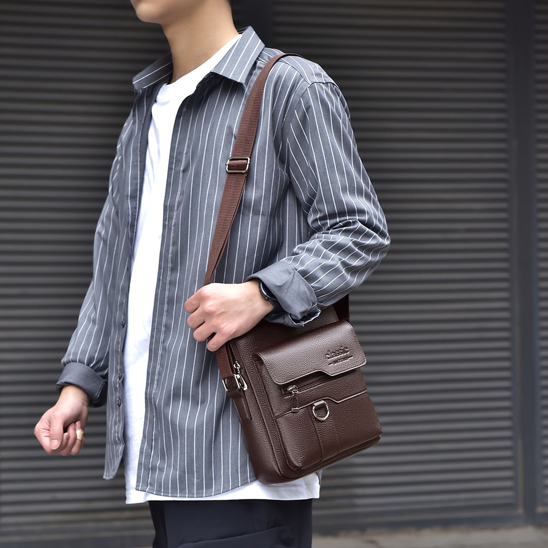 Herren-Umhängetasche | Vintage Messenger Style | Mehrere Fächer | Abnehmbarer Riemen