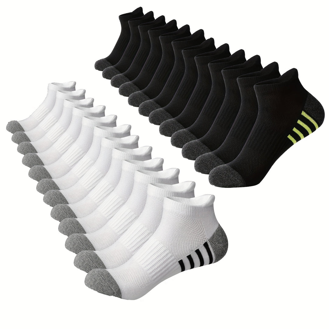 Herren-Sport-Socken | Atmungsaktiv & Komfortabel | Niedriges Modell | Gestreiftes Design