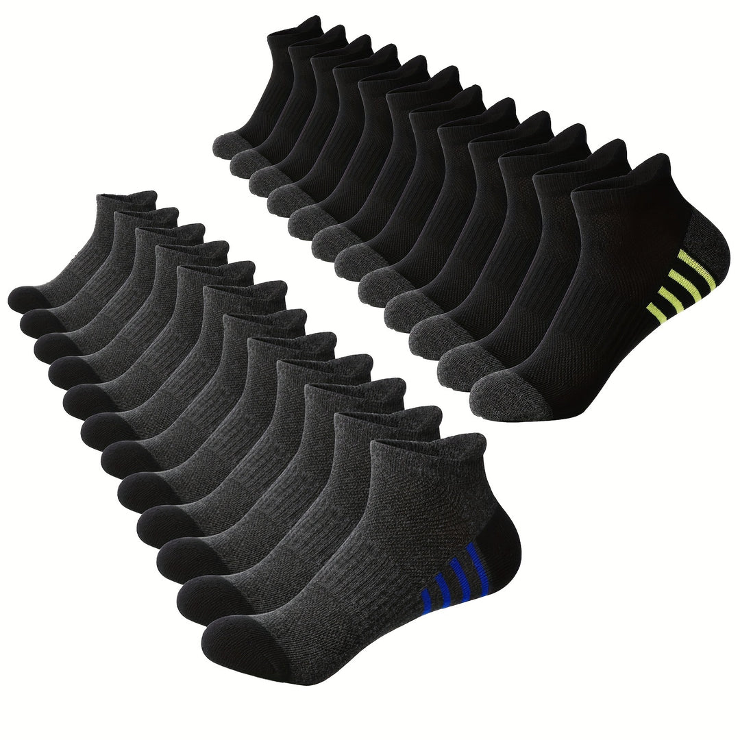 Herren-Sport-Socken | Atmungsaktiv & Komfortabel | Niedriges Modell | Gestreiftes Design