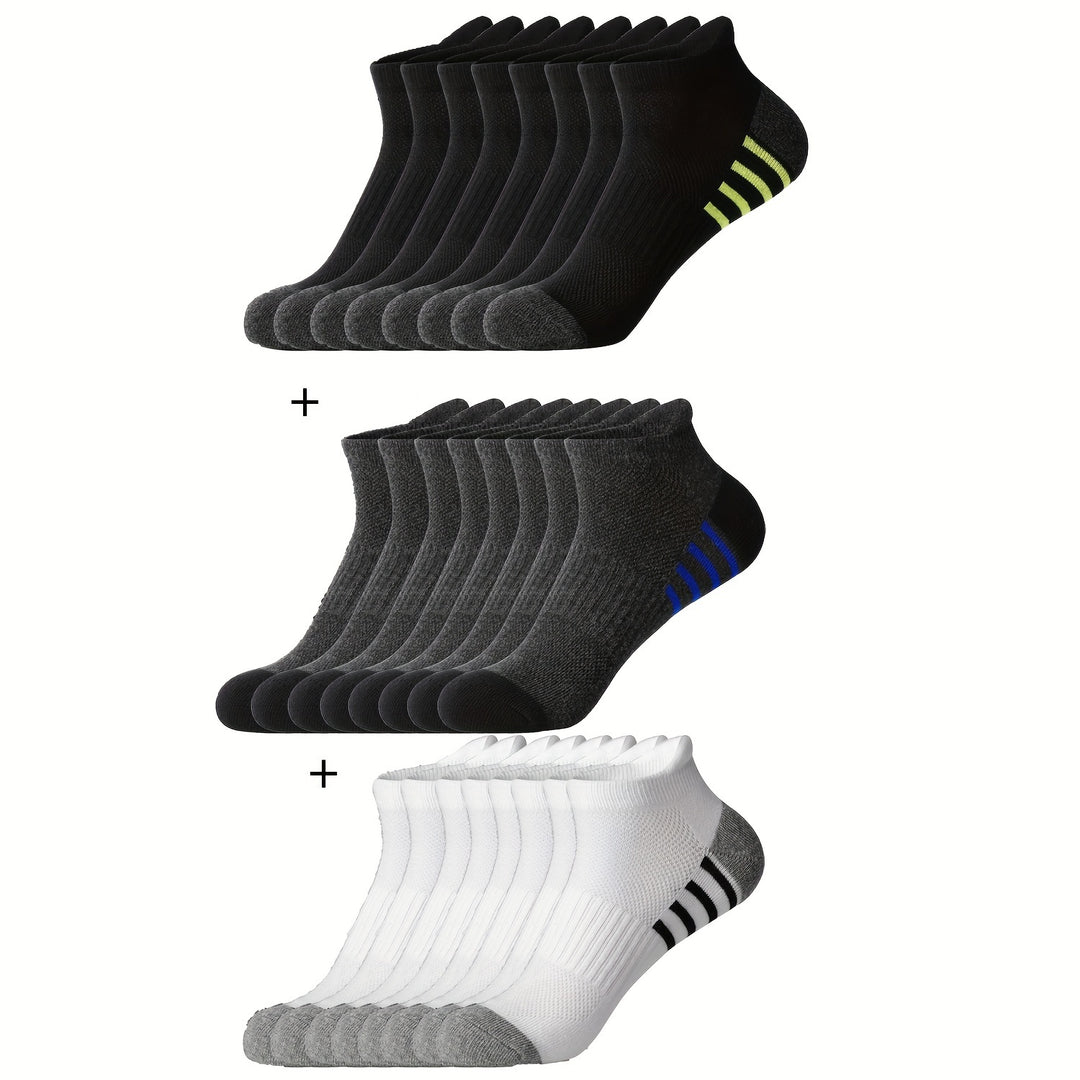 Herren-Sport-Socken | Atmungsaktiv & Komfortabel | Niedriges Modell | Gestreiftes Design
