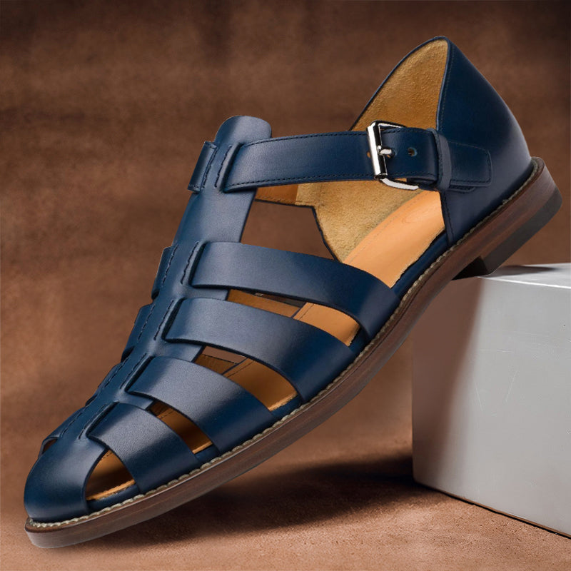 Herrensandalen | Echtes Leder | Verstellbarer Riemen | Elegant & Bequem