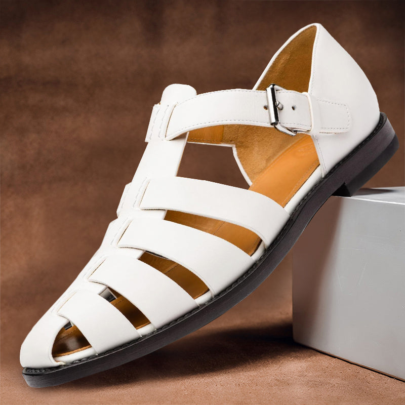 Herrensandalen | Echtes Leder | Verstellbarer Riemen | Elegant & Bequem