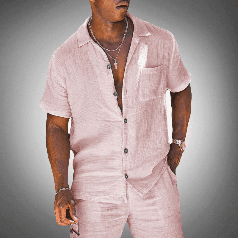 Herren Leinen Set | Atmungsaktiv & Elegant | Saum & Shorts | Sommer