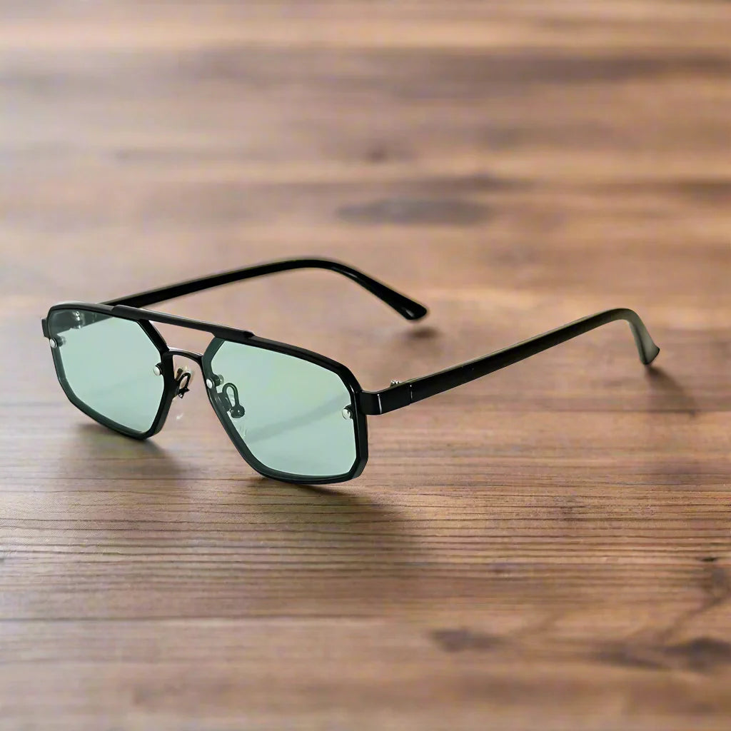Herren-Sonnenbrille | Geometrisches Pilotenbrillen-Design | Kratzfest & Anti-Reflexion | Edelstahlrahmen