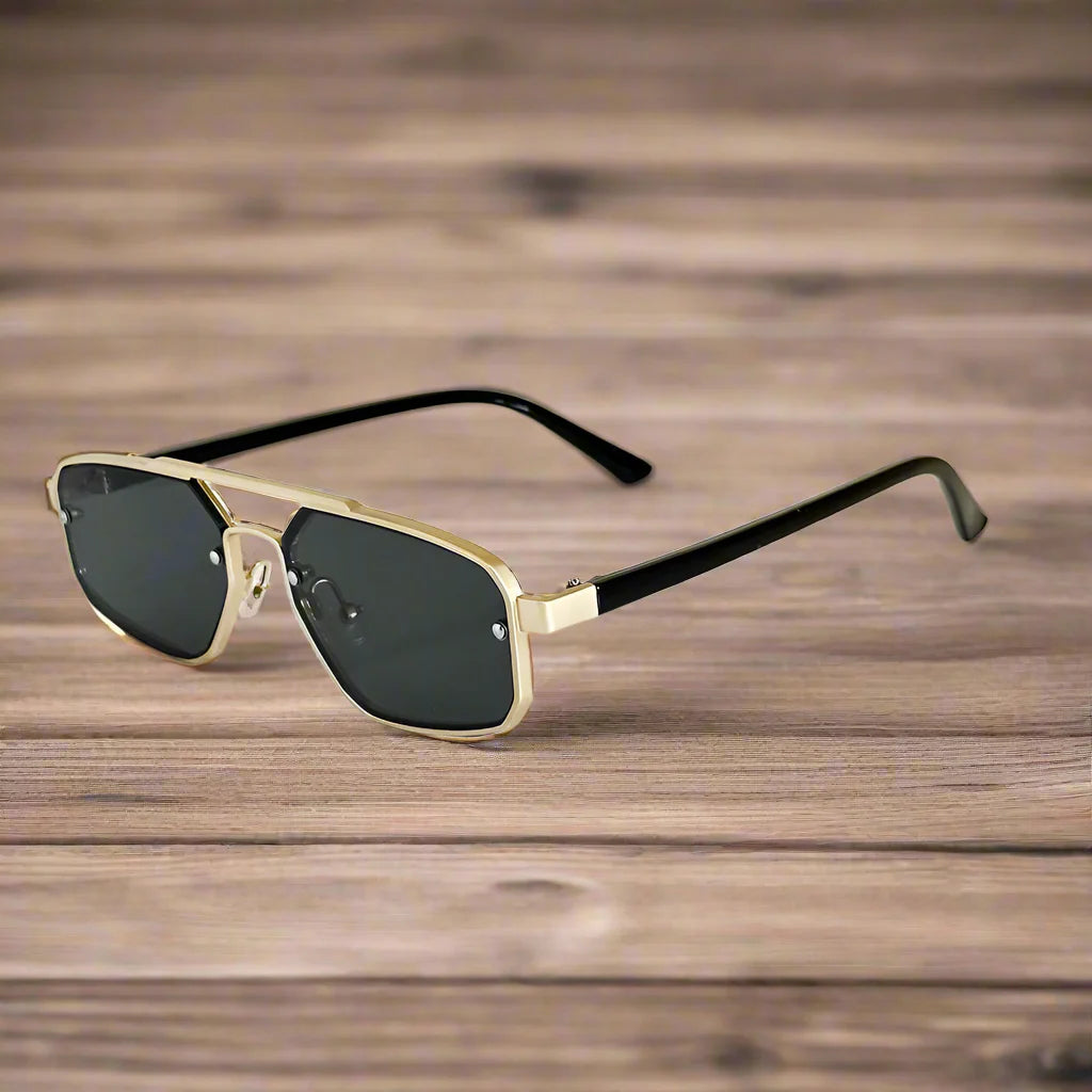 Herren-Sonnenbrille | Geometrisches Pilotenbrillen-Design | Kratzfest & Anti-Reflexion | Edelstahlrahmen