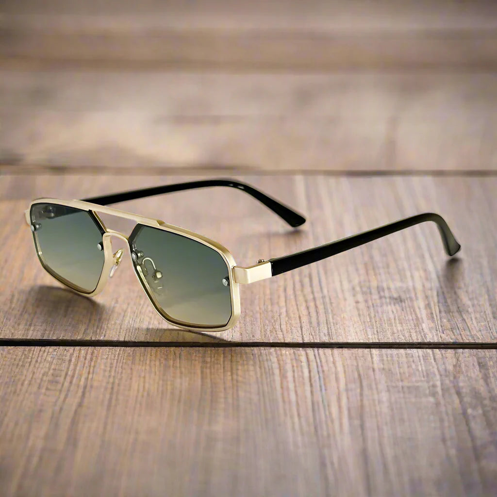 Herren-Sonnenbrille | Geometrisches Pilotenbrillen-Design | Kratzfest & Anti-Reflexion | Edelstahlrahmen