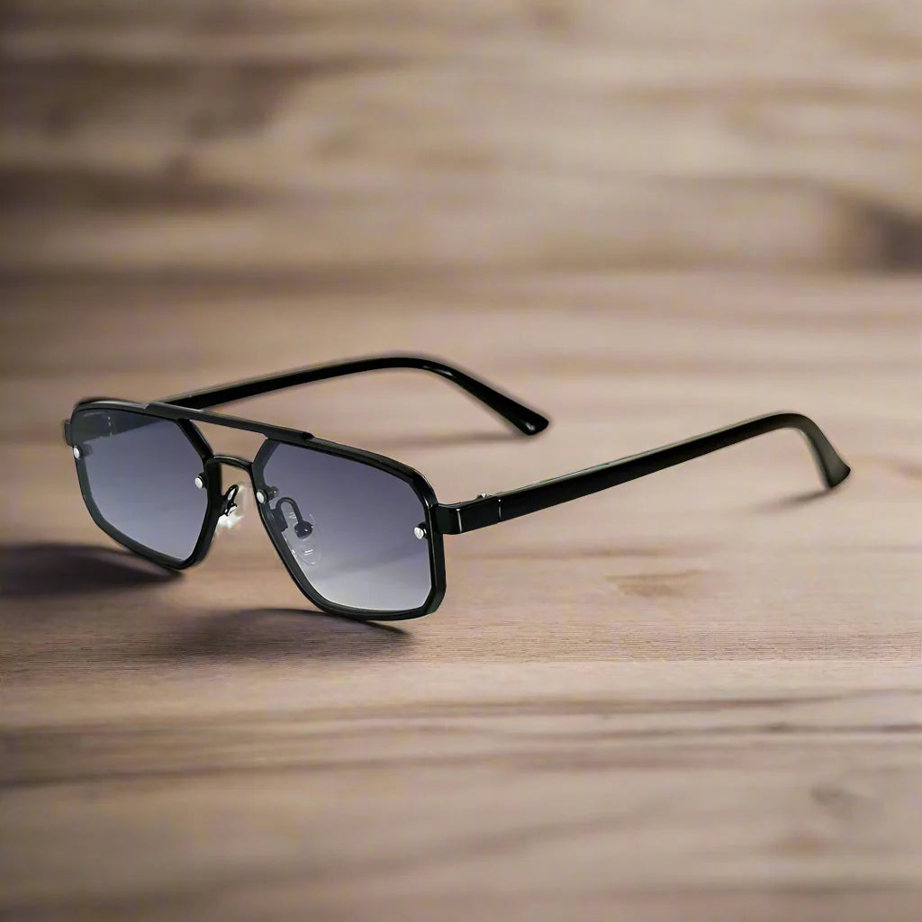 Herren-Sonnenbrille | Geometrisches Pilotenbrillen-Design | Kratzfest & Anti-Reflexion | Edelstahlrahmen