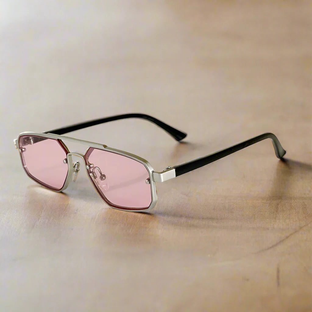 Herren-Sonnenbrille | Geometrisches Pilotenbrillen-Design | Kratzfest & Anti-Reflexion | Edelstahlrahmen