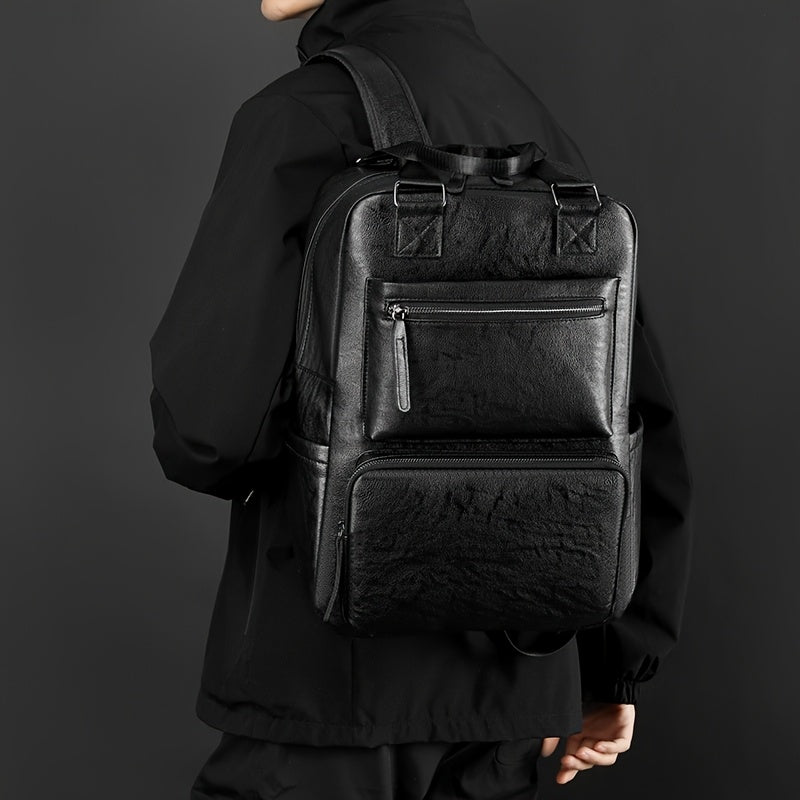Herrenrucksack | Großes Fassungsvermögen | Mit Laptop-Tasche & mehreren Taschen | PU