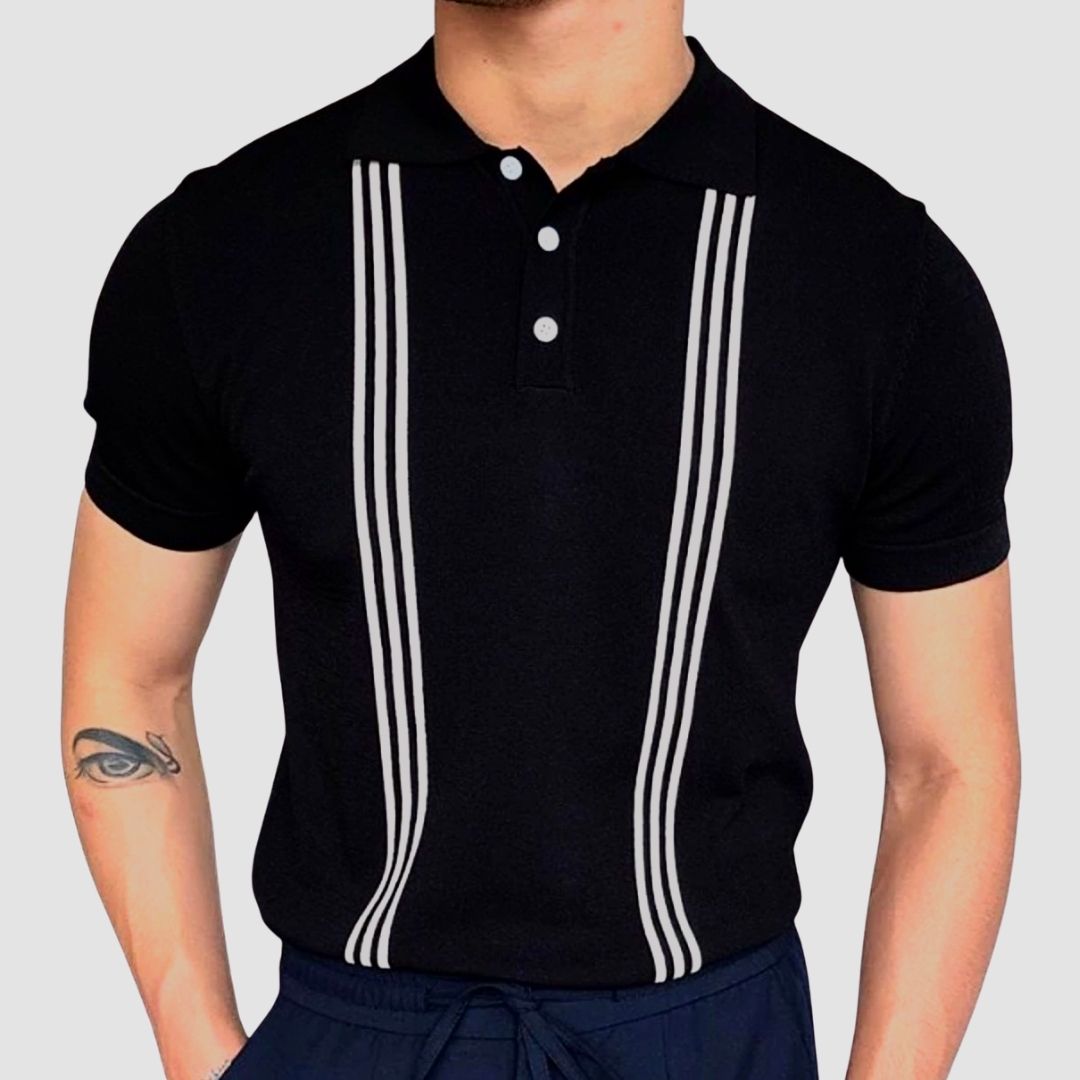Herren-Poloshirt | Gestreift & Retro-Design | Luftig & Business | Viskose Sommerstil