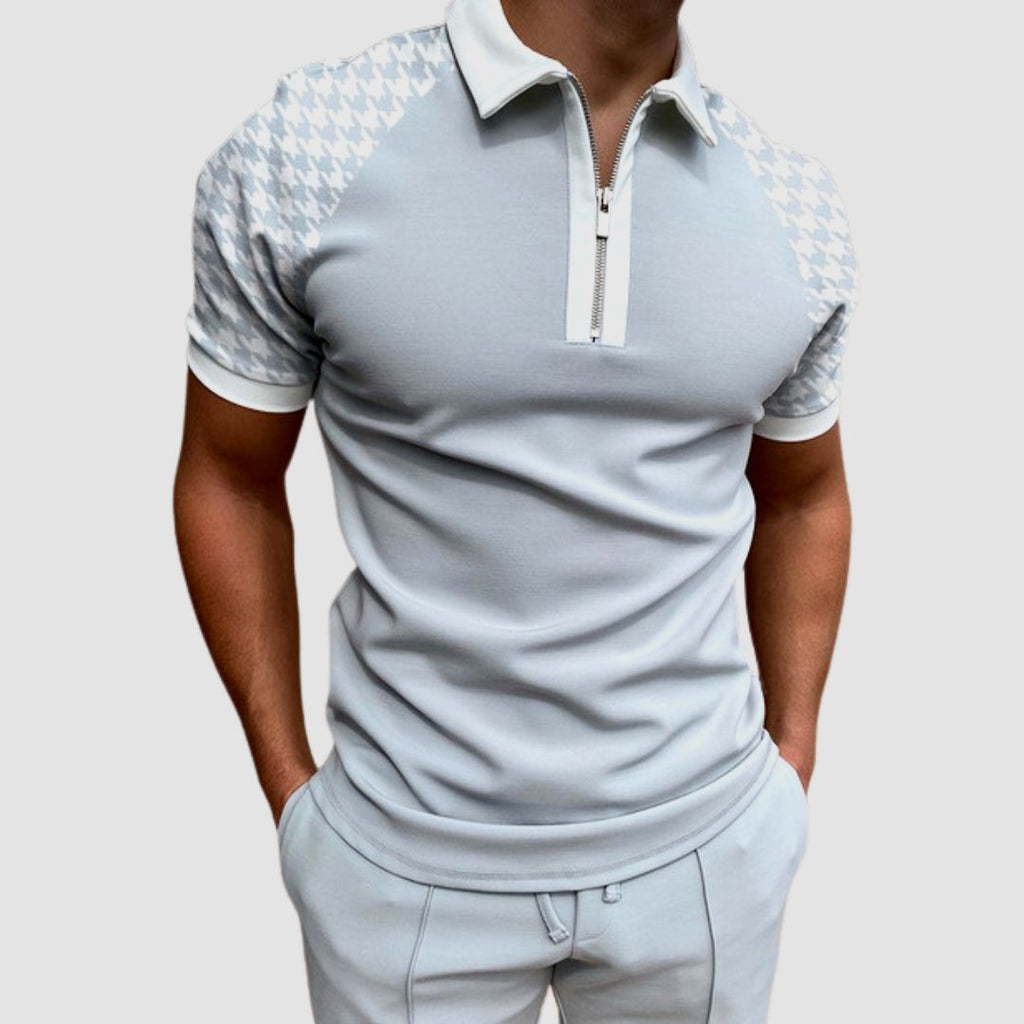 Herren-Polo | Retro-Reißverschluss-Design | Einzigartiges Muster & Modern Casual | Polyester Summer Style