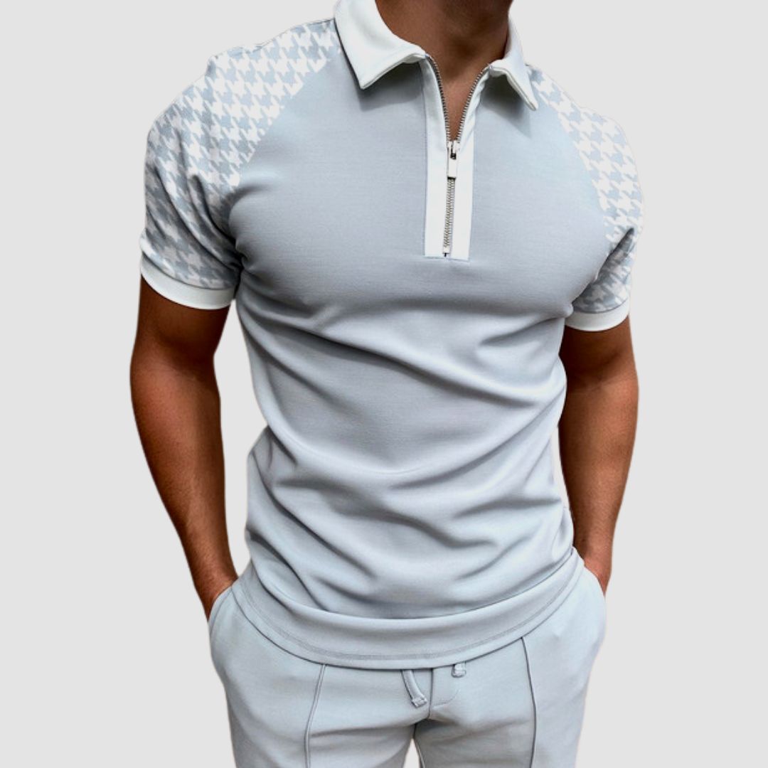 Herren-Polo | Retro-Reißverschluss-Design | Einzigartiges Muster & Modern Casual | Polyester Summer Style