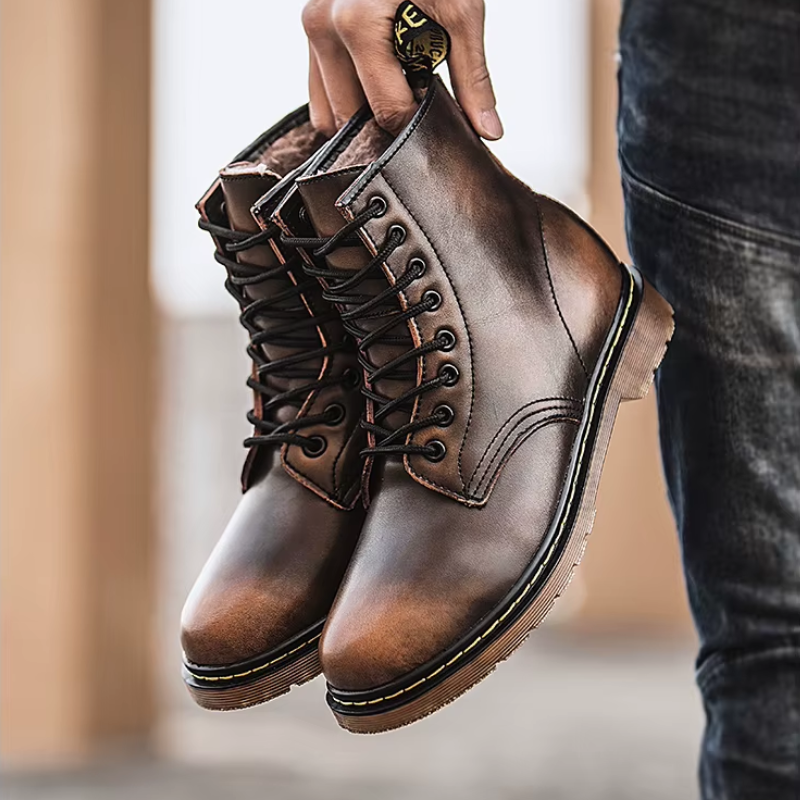 Strapazierfähiger Winterstiefel aus Leder zum Schnüren für Männer mit rutschfester Sohle und klassischer Eleganz | Jari