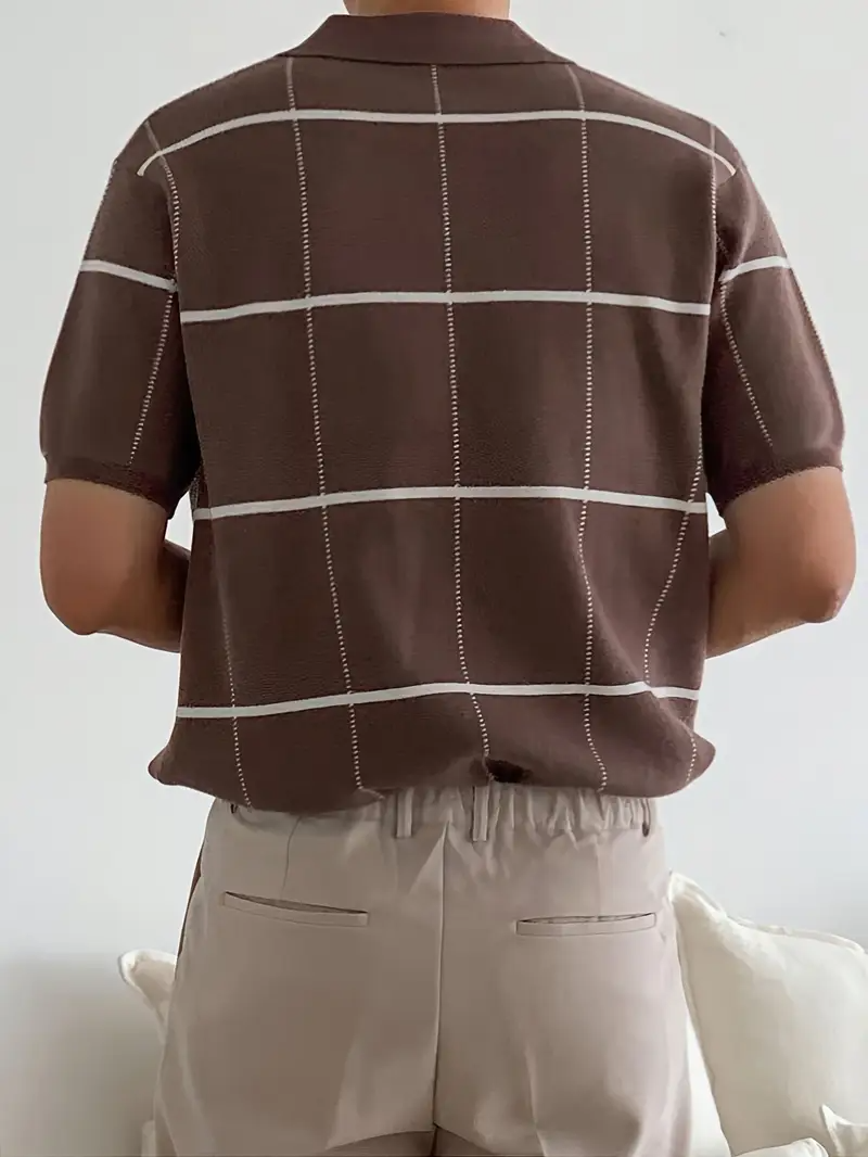 Stylisches und atmungsaktives Herren-Poloshirt mit kariertem Streifendruck und vielseitigem Look | Raf