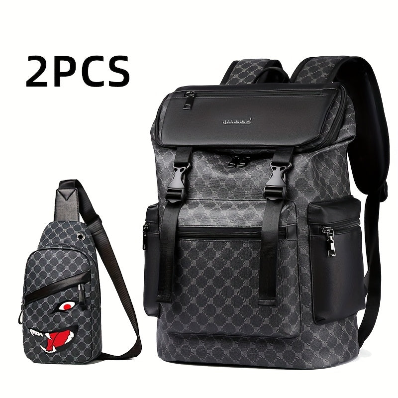Herrenrucksack | Anti-Diebstahl & Trendy Print | Unisex Brust- & Outdoor-Tasche