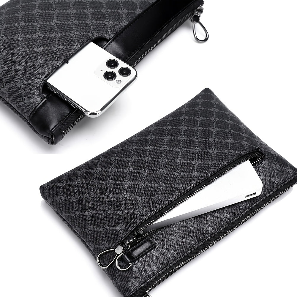 Herren Clutch | PU Leder | Kompakt & Modisch | Schwarze Handtasche