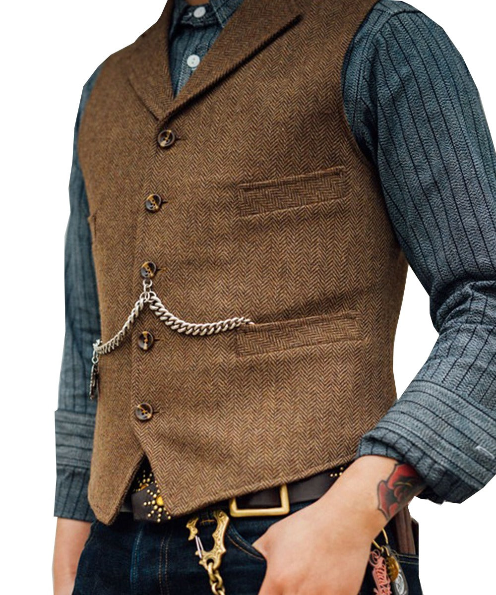 Elegante und stilvolle Herren Strickjacke mit V-Ausschnitt und Fischgrätenmuster | Fabian