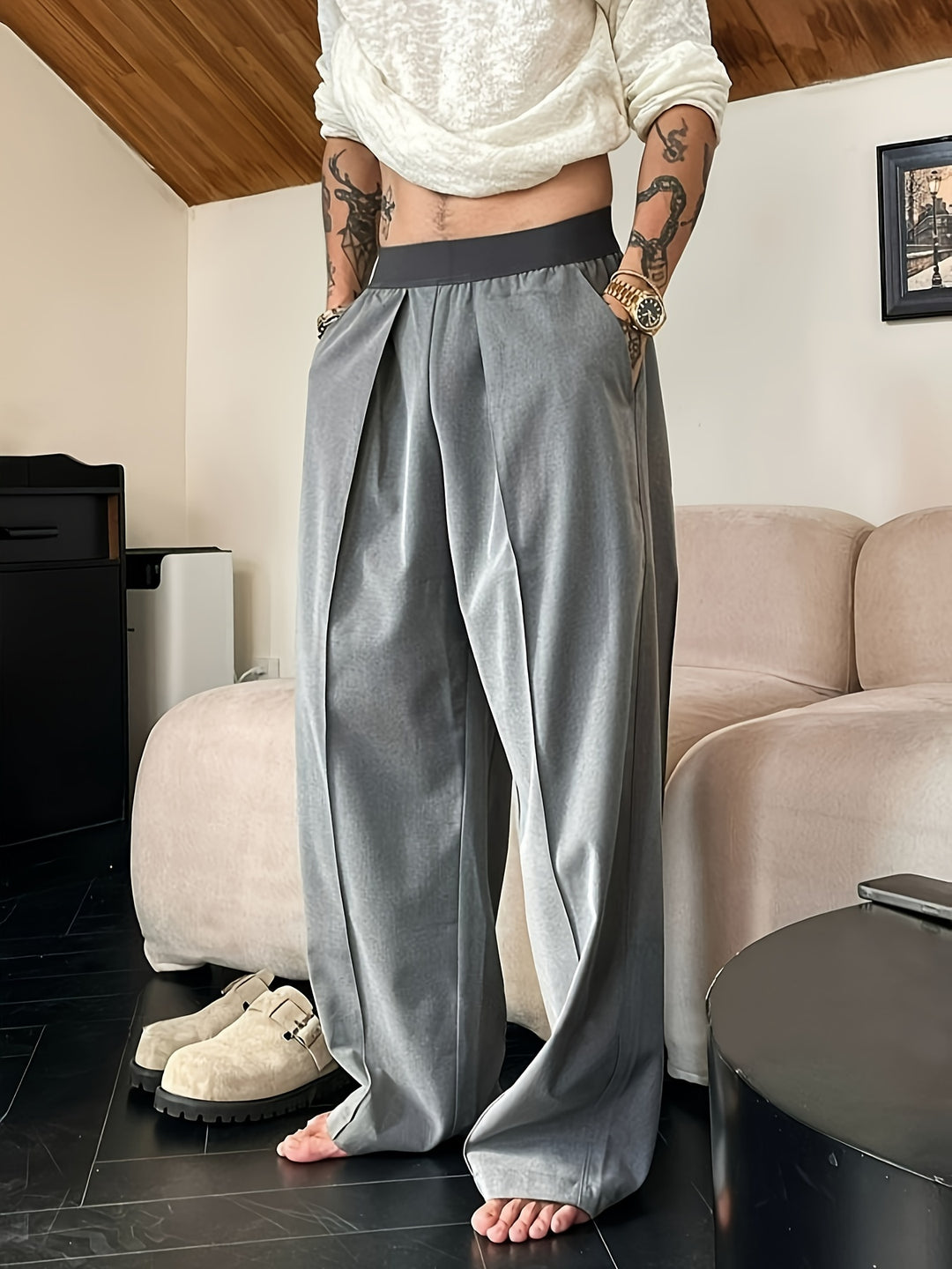 Trendige und bequeme weite Hose für Herren mit lässiger Passform und stylischem Look | Fedde