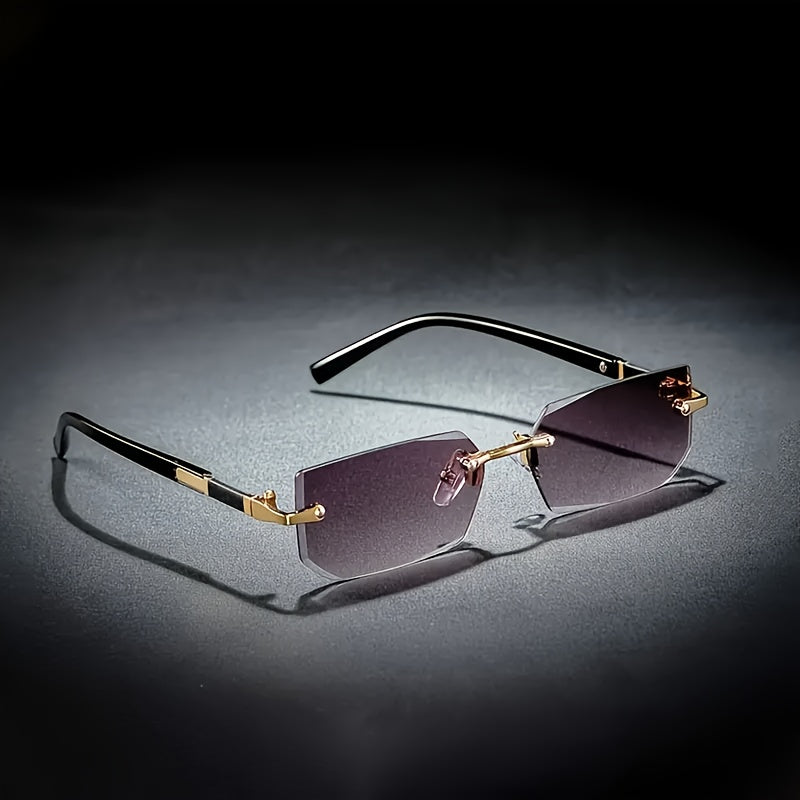 Quadratische rahmenlose Vintage-Brille für Herren mit Edelstahlrahmen und PC-Gläsern | Oliver
