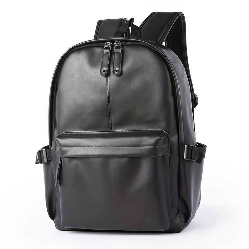 Herrenrucksack | Leichtgewicht & verstellbarer Riemen | Lässige Schul- & Reisetasche | PU Leder - Schwarz