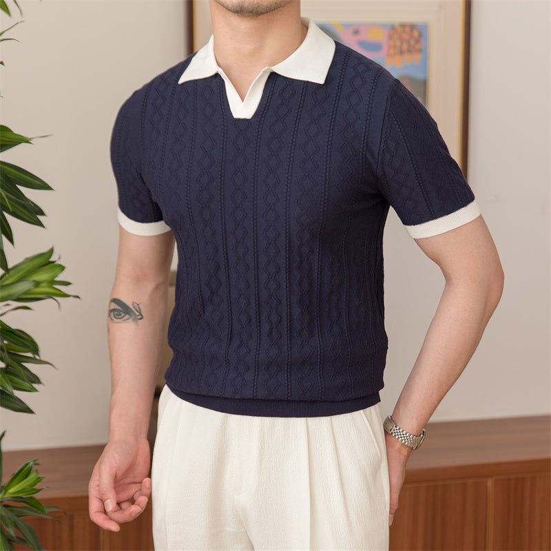 Herren-Poloshirt | Gestrickt & Kurzarm | Lässig & Hochwertig | Locker sitzend & Einfarbig