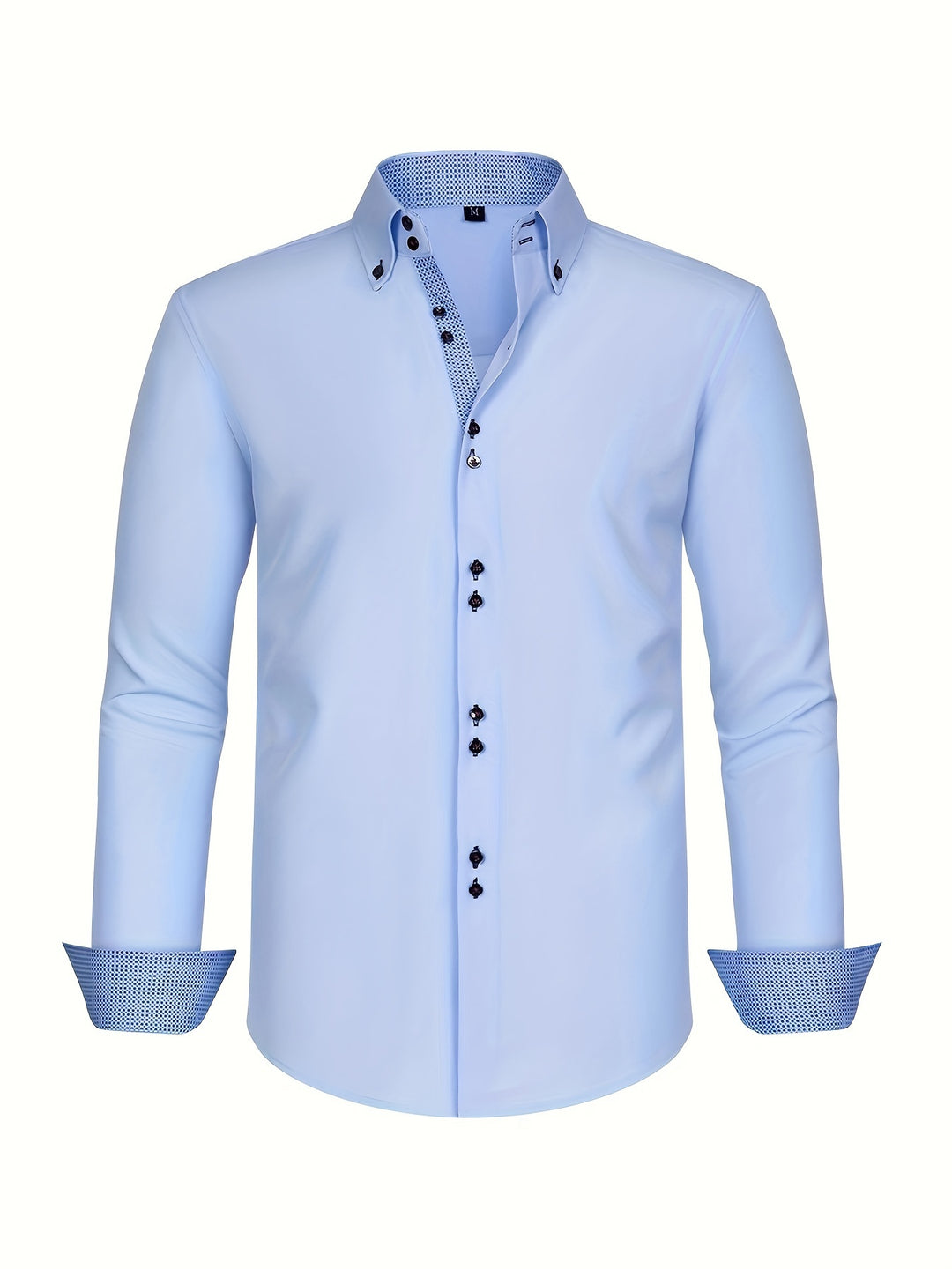 Herrenhemd | Double Row & Stretch | Hellblau & Kontrastmanschetten