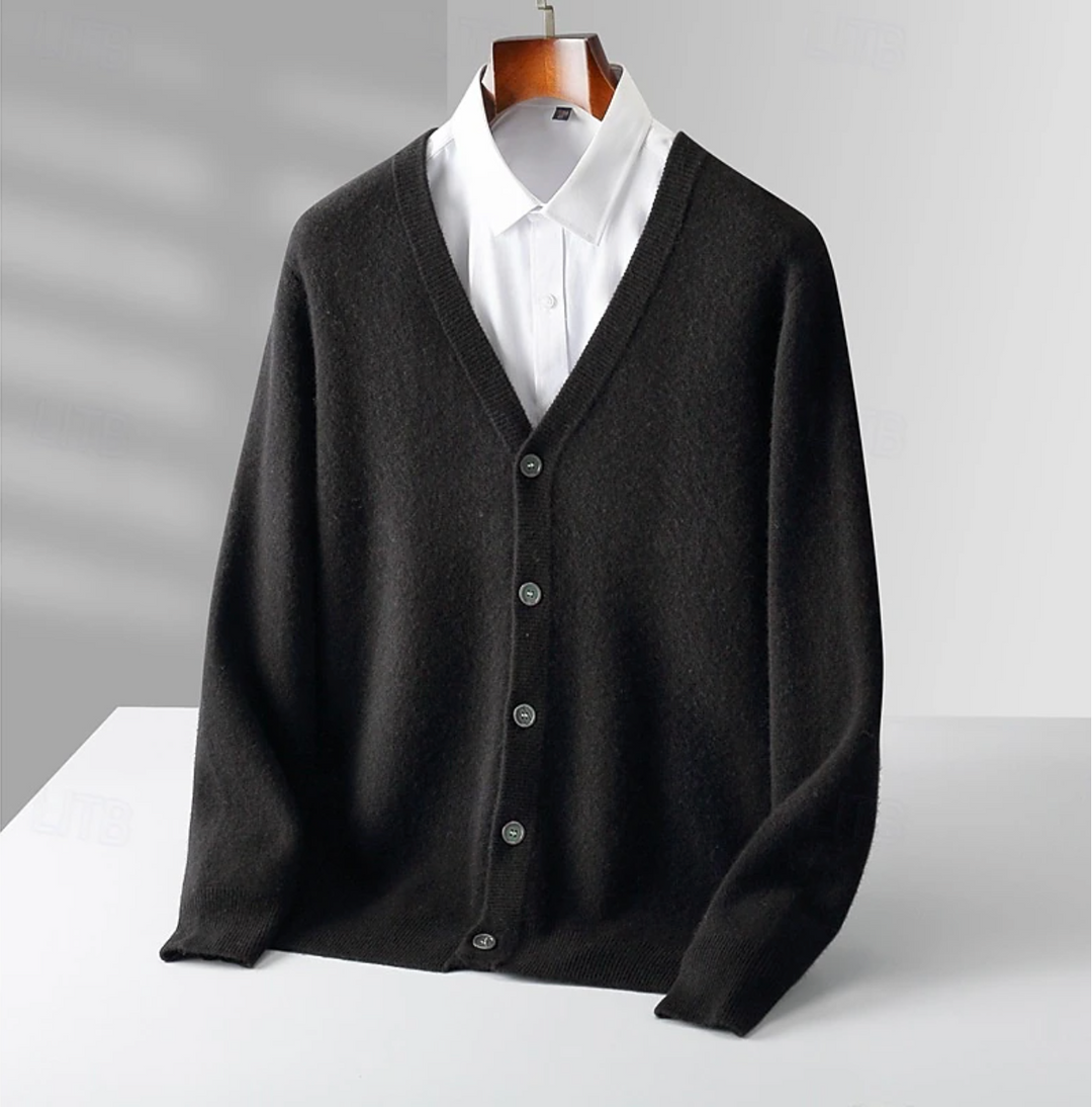 Elegante und klassische Herren-Wollstrickjacke mit Knopfverschluss und vielseitigem Komfort | Victor