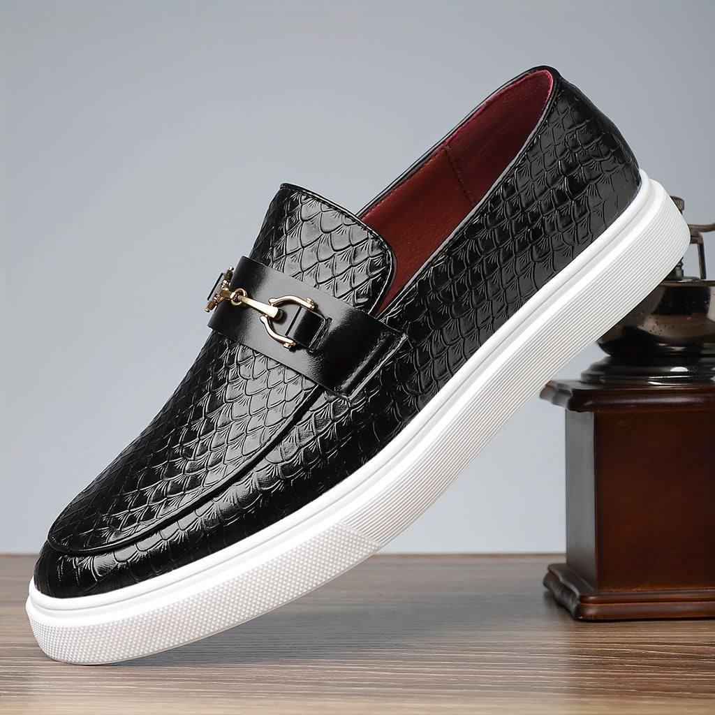 Herren Loafers | Geprägtes Leder | Slip-On mit Schnalle | Casual & Outdoor