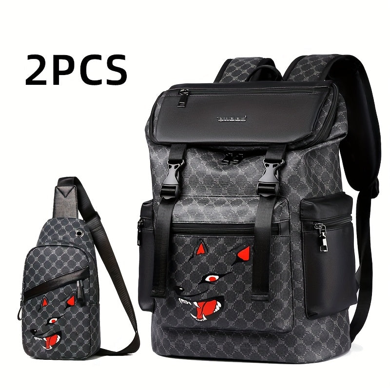 Herrenrucksack | Anti-Diebstahl & Trendy Print | Unisex Brust- & Outdoor-Tasche