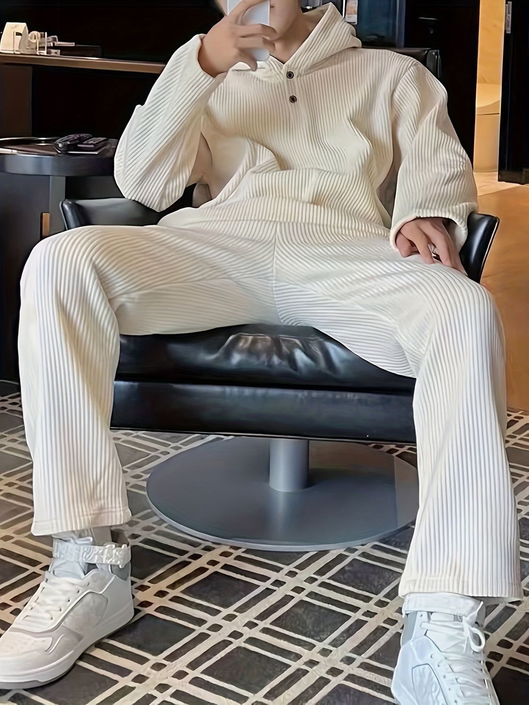 Herren Cord-Kapuzenpulli & Sweatpants Set | Warm & Bequem | Herbst/Winter