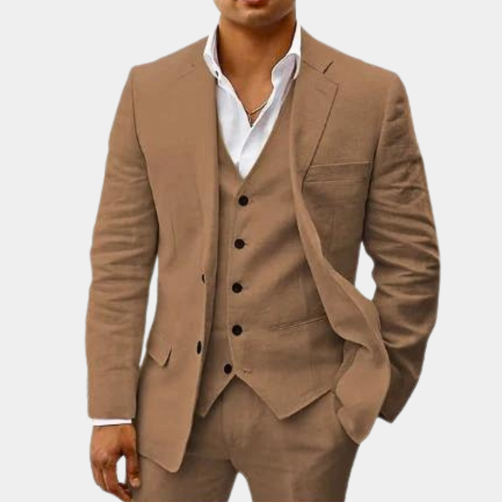Herren Leinenanzug | 3-teilig | Klassisch & Atmungsaktiv | Hochzeit & Sommerlook