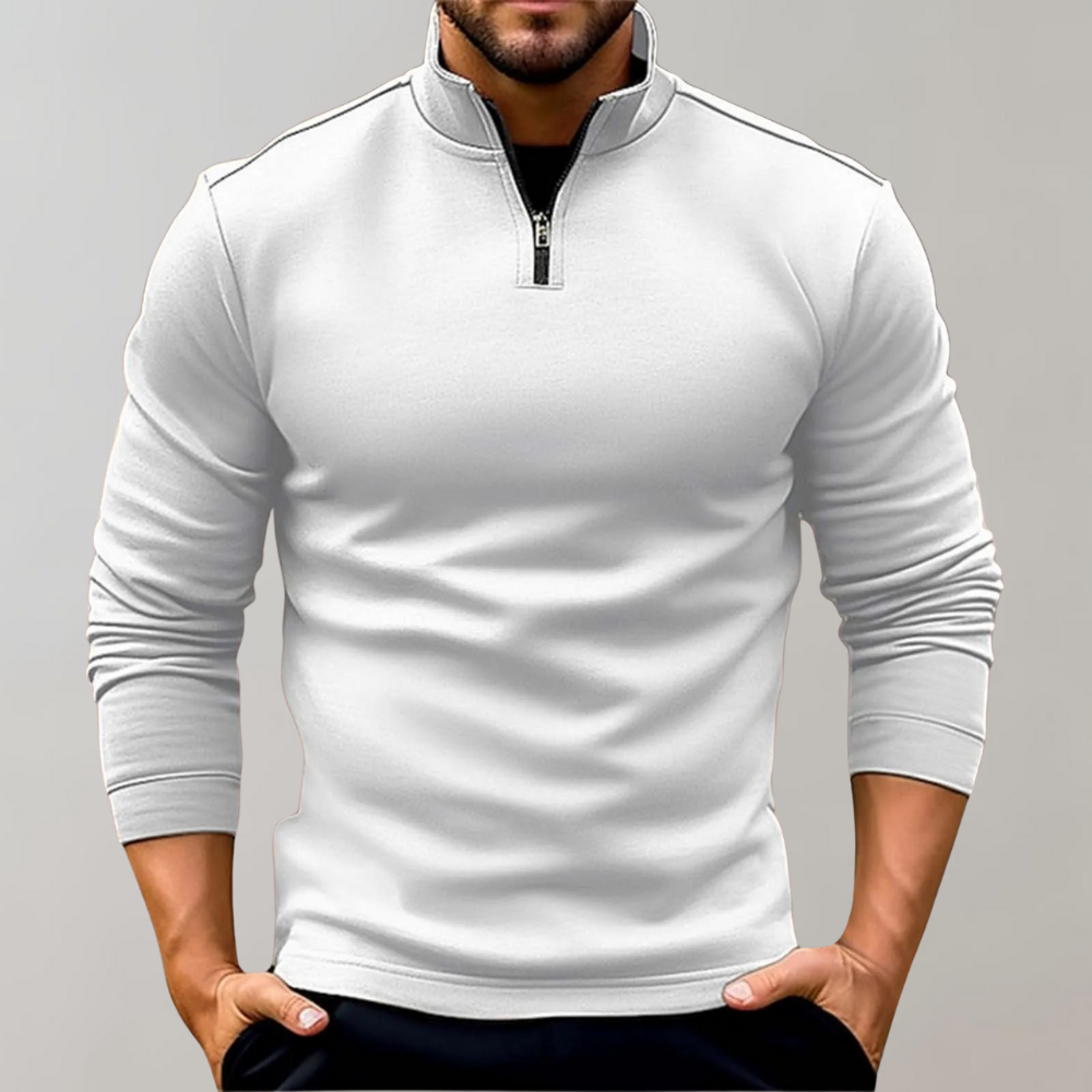Schicker High-Collar-Pullover mit halbem Reißverschluss für Männer mit gemütlichem Komfort und modernem Stil | Jonathan