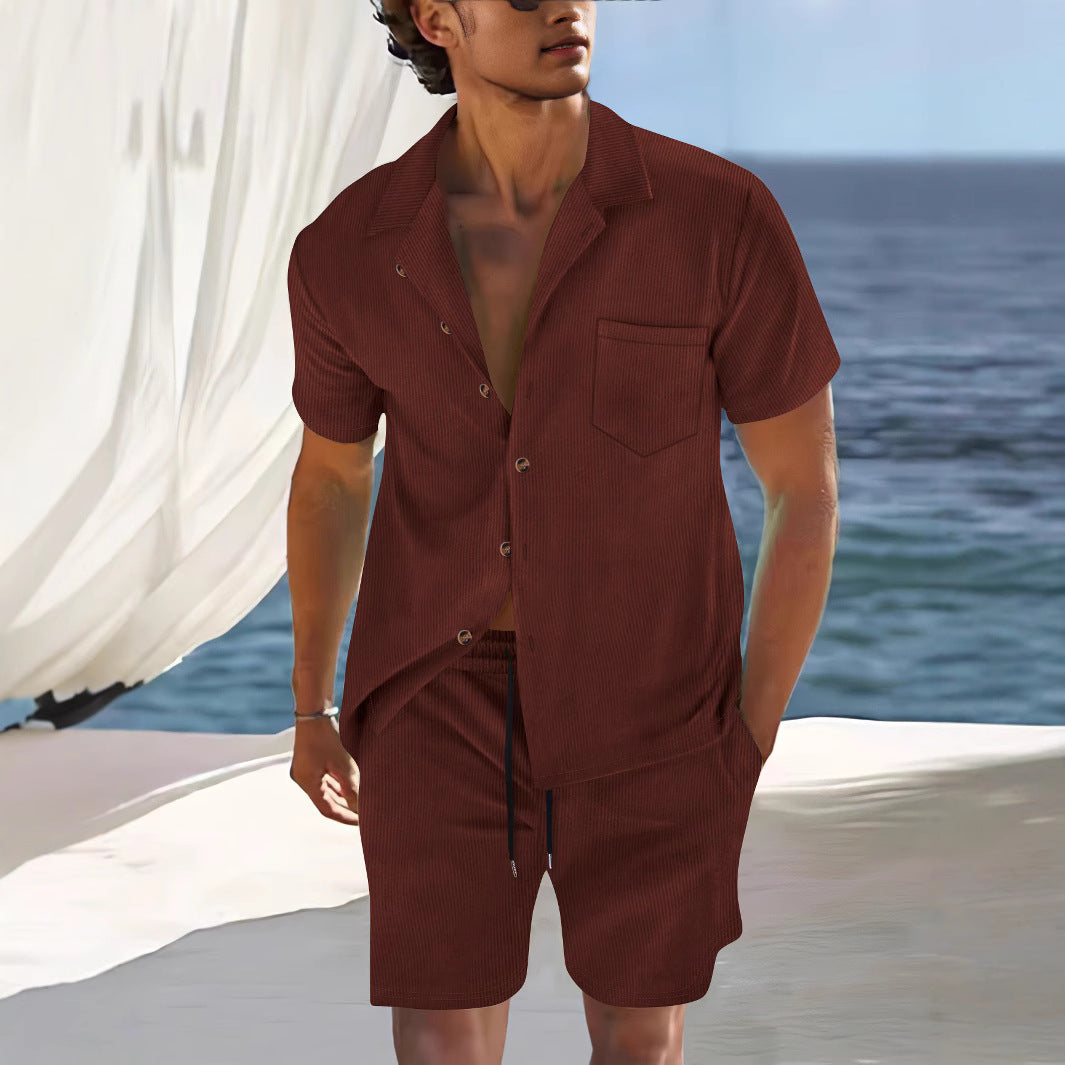 Herren-Sommer-Set | Leinenoptik | Hemd & Shorts | Atmungsaktiv & strandtauglich