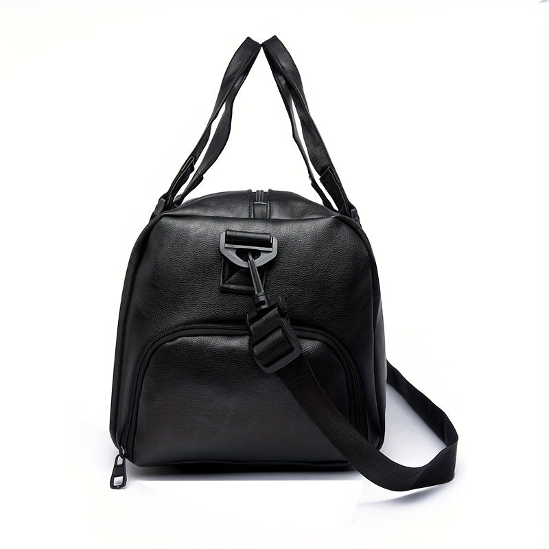 Reisetasche für Männer | Vintage-Stil | Teleskopgriff & Umhängeriemen | Schwarz