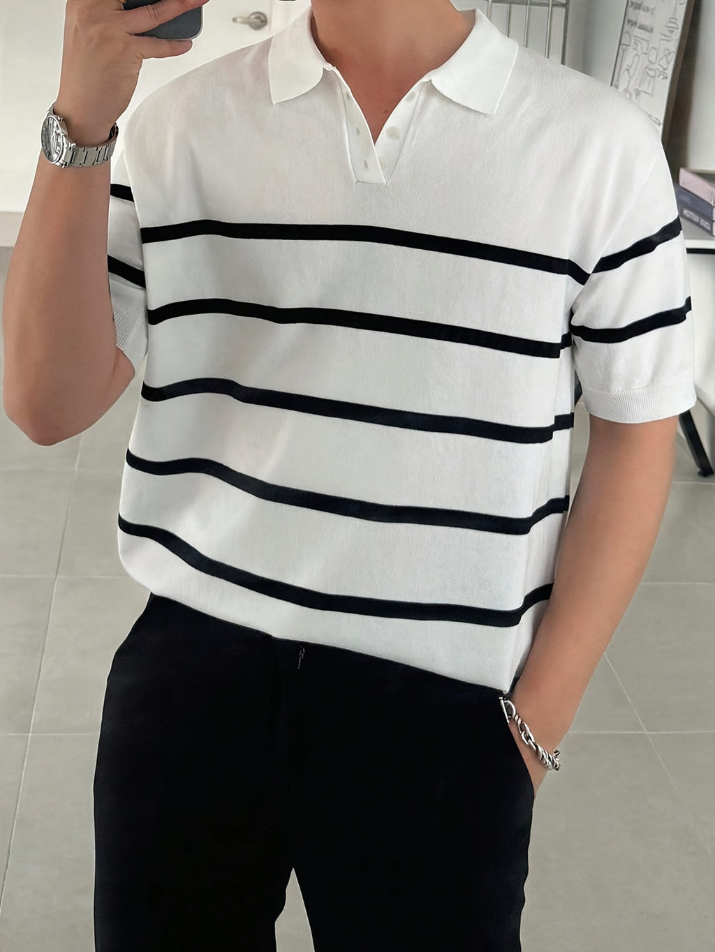 Modisches und leichtes kurzärmeliges Herren-Poloshirt aus Strick mit bequemer Passform | Victor