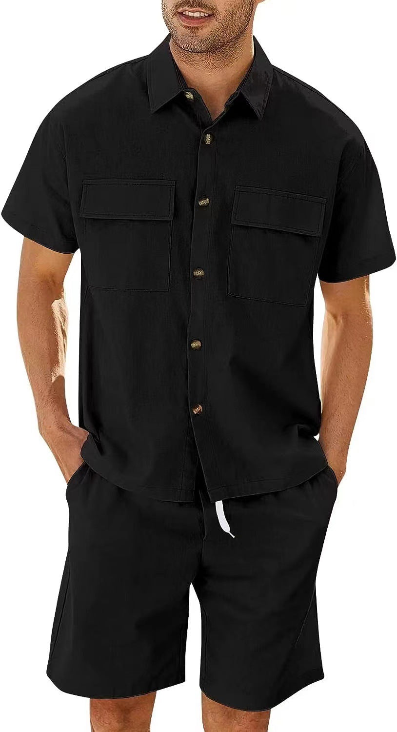 Herren-Set | Rippengewebe & Cargo-Details | Leicht & atmungsaktiv | Streetwear-Sommerlook