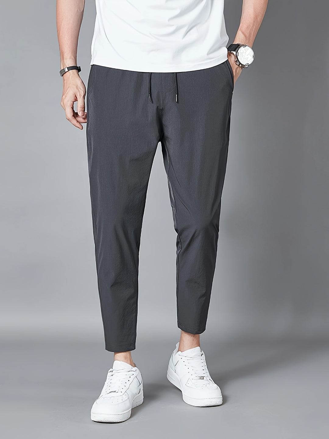 Herrenhosen | Leichtes Polyester | Atmungsaktiv & Stretch | Kordelzug am Bund