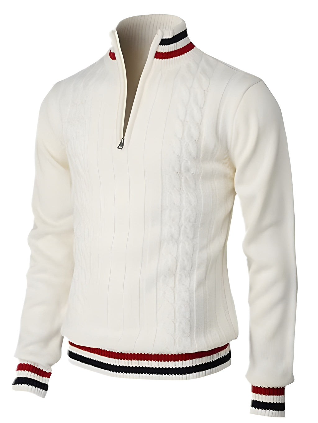 Herren - Pullover - Grob gestricktes - Polyester - Schmale Passform mit Reißverschlüssen für stilvolle Eleganz