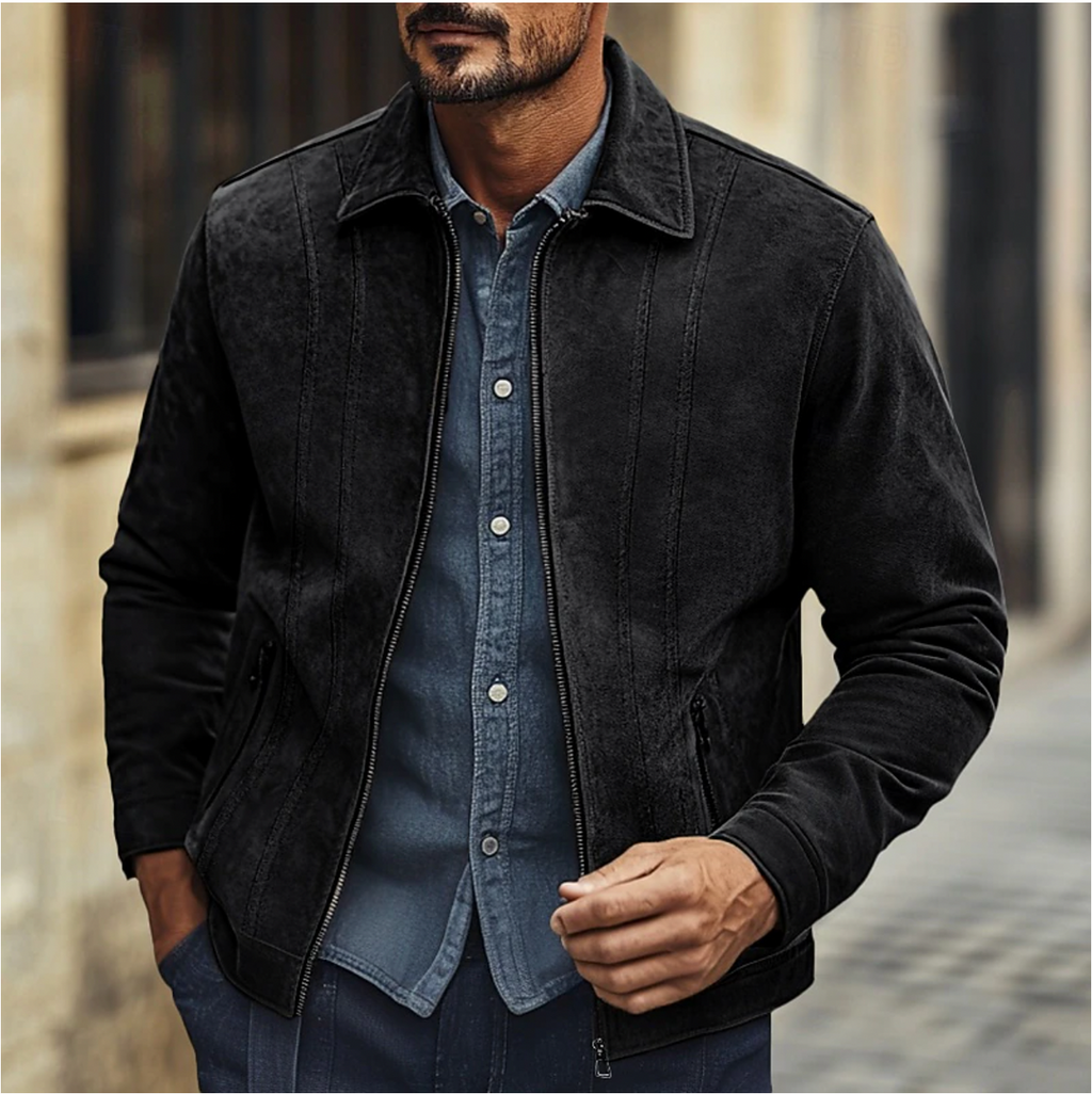 Schicke und bequeme Wildlederjacke für Männer mit lässigem Stil und einzigartigem Design | Olivier