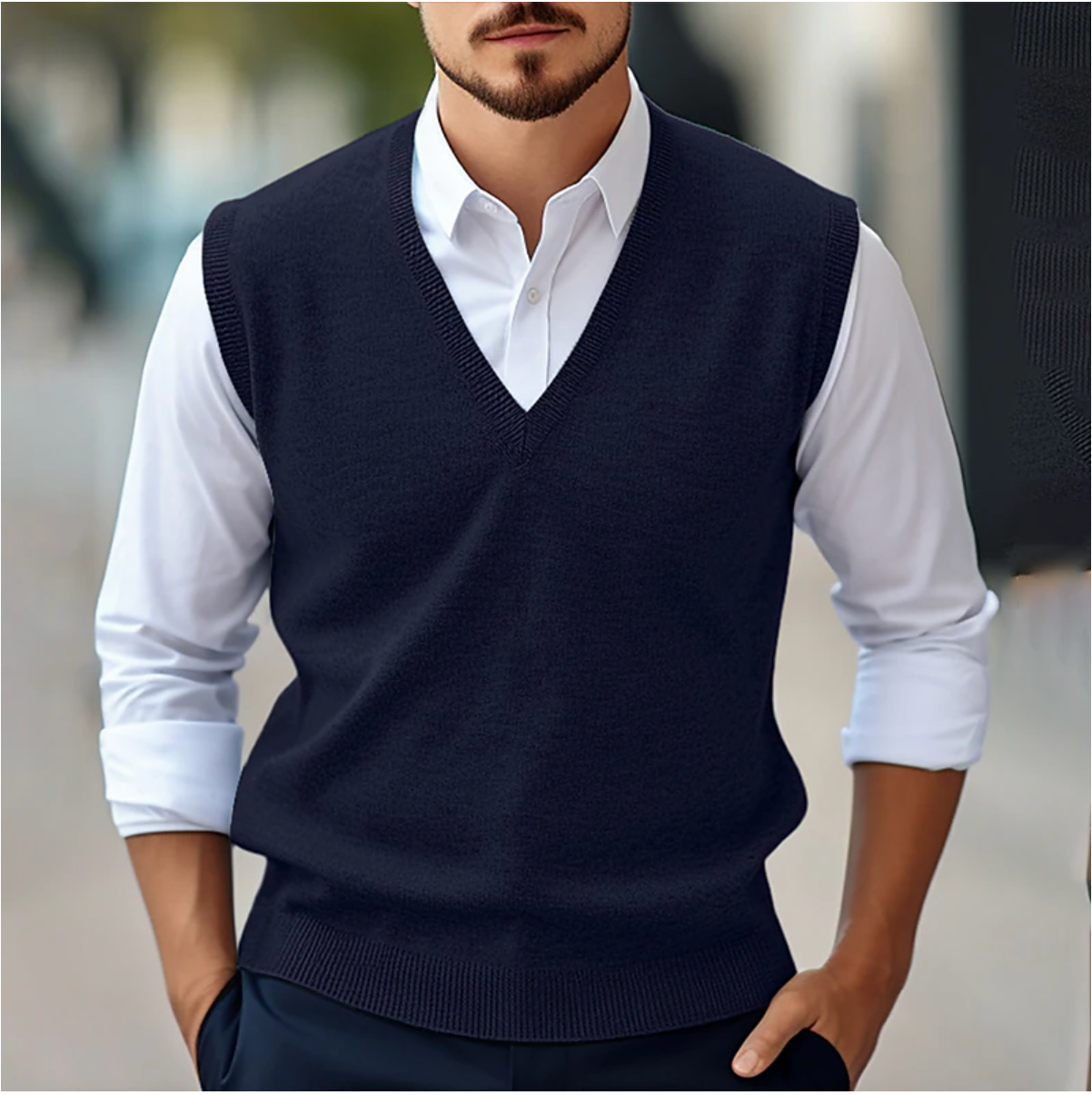 Ärmelloser Pullover mit V-Ausschnitt für mühelosen Stil und vielseitigen Komfort | Dennis